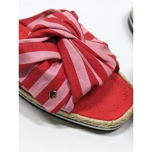 Kate Spade Women's Caliana Pink Red Striped Bow Flat Sandals Size 5.5 MSRP $138 - Picture 5 of 11